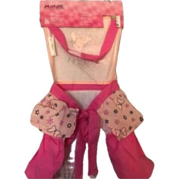 Disney Jr Pink Minnie Mouse Floral & Bow Graphic Ruffle Layers Cotton Tie Apron - Picture 4 of 4